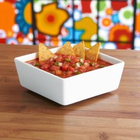 Porcelán kínáló tálka 100 ml – szögletes fehér tálka szószokhoz és mártogatósokhoz