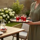 Csúszásmentes kerek pincértálca 2 cm peremmel – fekete üvegszálas 35,5 cm átmérővel