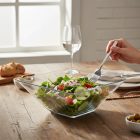 Szögletes üveg salátástál 20×20×8 cm