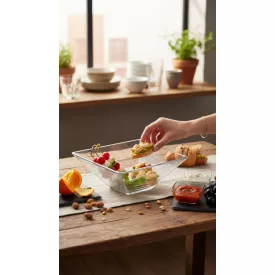 Ming üveg salátástál 250 ml szögletes 10x10x6 cm - 6 db-os csomag
