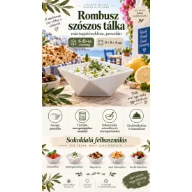 Porcelán rombusz tálka szószok, mártások és mártogatósok tálalásához