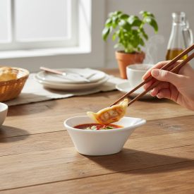 Szószos kiöntő tálka mártogatósokhoz porcelán 10x7x4 cm