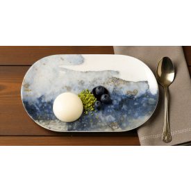 Catay kék, márvány hatású porcelán tányér