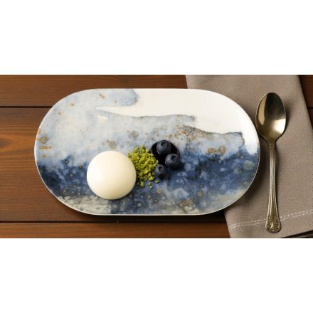 Catay kék, márvány hatású porcelán tányér