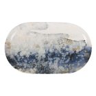 Catay porcelán ovális tányér – 30x17,5x2,8 cm, kék-fehér márványhatású design