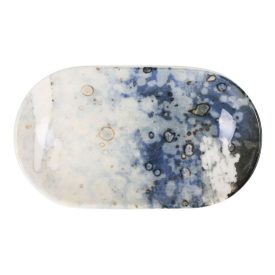 Catay kék-fehér márványhatású porcelán ovális tányér – 15×8,7×2,5 cm