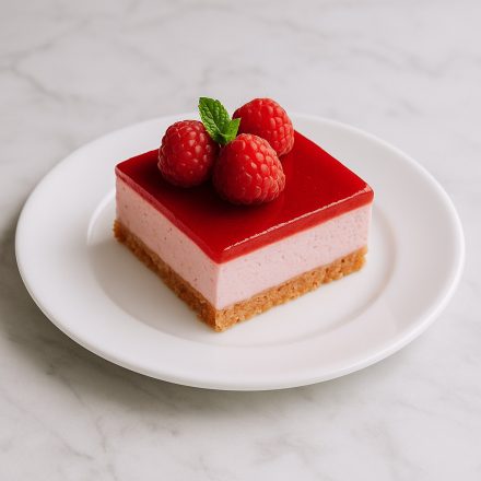 BOJ fehér porcelán desszertes tányér 19 cm tortaszelettel – ínycsiklandó tálalás kávé mellé, éttermek és cukrászdák részére