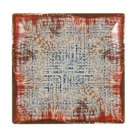 Ming III Charro porcelán négyzetes lapostányér – 25,5 cm, rusztikus mintával, prémium tálaláshoz