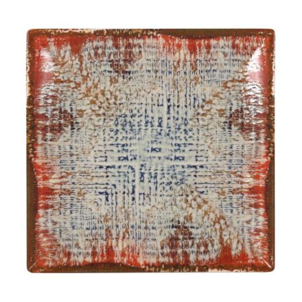 Ming III Charro porcelán négyzetes lapostányér – 25,5 cm, rusztikus mintával, prémium tálaláshoz