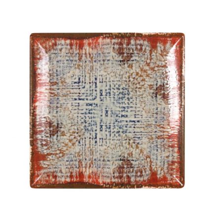 Ming III Charro porcelán négyzetes lapostányér – 23,5 cm, rusztikus mintával, prémium tálaláshoz