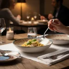 Infinity Micenas spanyol porcelán mélytányér – 21 cm, fine dining levesekhez és pastákhoz