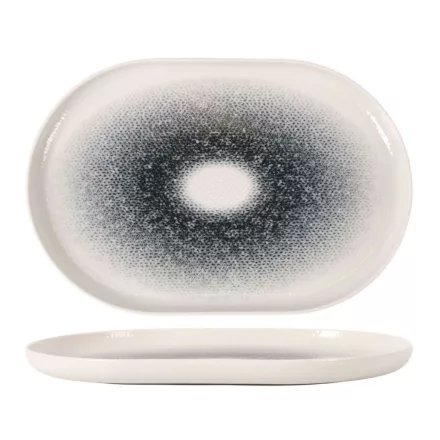 Mademoiselle Szürke Átmenetes Porcelán Ovális Tálalótál – 30x20 cm, Fine Dining tálaláshoz