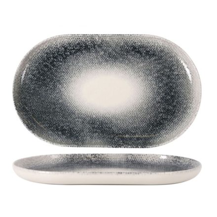 Mademoiselle Szürke Átmenetes Porcelán Ovális Tálalótál – 25x15 cm, Fine Dining tálaláshoz
