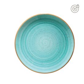 Bonna Aqua Aura Gourmet 25 cm akvamarin porcelán lapostányér – prémium vendéglátói szett, 6 db, pattanási garanciával