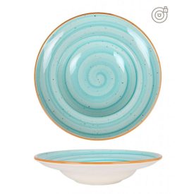 Bonna Aqua Aura Pasta tésztás tányér 28×5 cm – akvamarin porcelán, kézzel díszített, 6 db-os csomag