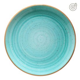 Bonna Aqua Aura Gourmet tányér 30×3 cm – akvamarin porcelán, kézzel díszített, 6 db-os csomag