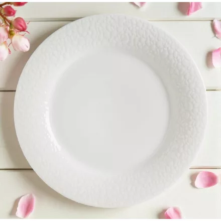 Albus Portedo porcelán lapostányér 30 cm – enyhe krém színű, elegáns és időtálló porcelán