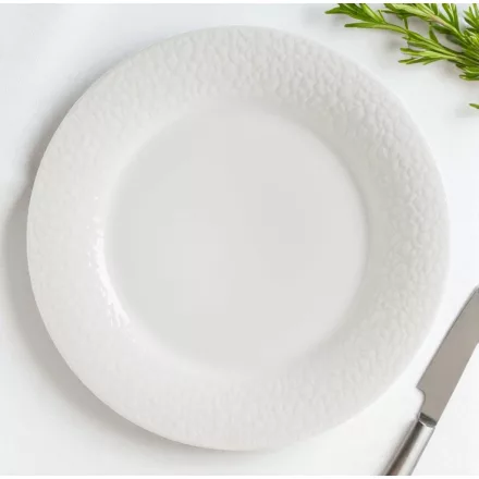 Albus Portedo porcelán lapostányér 24 cm – 6 db-os krémszínű szett elegáns tálaláshoz