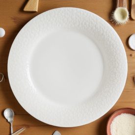 Albus Portedo porcelán lapostányér 22 cm – 6 db-os szett, enyhe krém színben, elegáns tálaláshoz