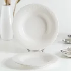 Albus Portedo porcelán mélytányér 23 cm – 6 db-os, enyhe krém színű szett levesekhez és tésztákhoz