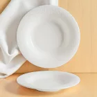 6 darabos Albus Portedo pasta tányér készlet, 28×5 cm méretű, krémszínű porcelánból – GasztroZoli ajánlata