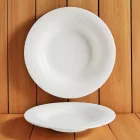 Albus Portedo 28 cm porcelán gourmet tányér 5 cm mély, krémszínű, prémium minőségű 6 db-os szett