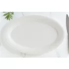 Albus Portedo porcelán ovális sültestál 32×21×2 cm – 6 db-os szett, enyhe krém színben