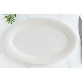 Albus Portedo porcelán ovális sültestál 32×21×2 cm – 6 db-os szett, enyhe krém színben