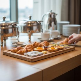 Bambusz GN 1/3 kínáló tálca svédasztalos reggelihez szállodai környezetben
