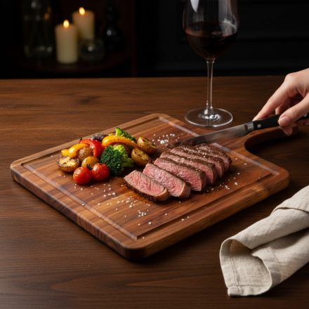 Akácfa tálalódeszka steak és húsételek tálalásához éttermekben