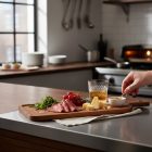 Acacia szögletes nyeles fa tálalódeszka 50,7x18x1,5 cm