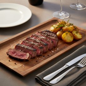 Akácfa tálalótálca steak és street food ételek tálalásához étteremben