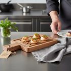  Acacia szögletes akáciafa tálalódeszka 10×19×1,5 cm – egyszemélyes, rusztikus, mosogatógépbe nem tehető