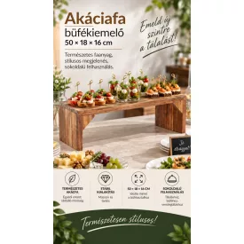 Acacia fa tartó 50x18x16 cm – elegáns tálaláshoz és desszertekhez