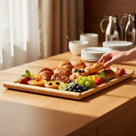 Bambusz tálalótálca GN 1/1 méretben, 53×32,5×2,5 cm