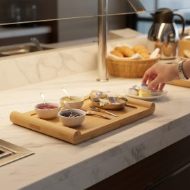 Bambusz tálalótálca GN 1/4 méretben, 26.5x16.2x2.5 cm