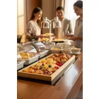 GN 2/4 bambusz tálalótálca, 53x16.2x2.5cm, svédasztalos kínáláshoz (GOBI)