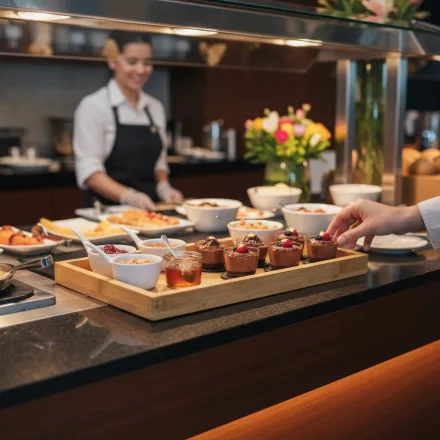 GN 1/4 bambusz tálalótálca, 26.5x16.2x2.5cm, svédasztalos kínáláshoz (GOBI)