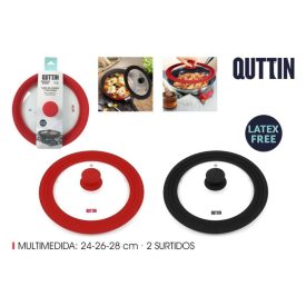 Gumírozott peremű univerzális üvegfedő 24–28 cm-es edényekhez – gőzkieresztő nyílással és szilikon széllel