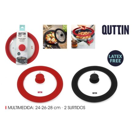 Gumírozott peremű univerzális üvegfedő 24–28 cm-es edényekhez – gőzkieresztő nyílással és szilikon széllel