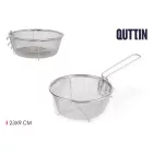 Rozsdamentes fritőz kosár 23 cm-es átmérővel, behajtható fém nyéllel – olajsütéshez, ropogós ételekhez