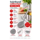 Quttin szilikonfejes szűrőkanál – 10,5 × 35,5 cm, rozsdamentes nyéllel