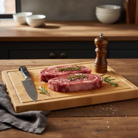 Nagy bambusz vágódeszka húsok és grillezés előkészítéséhez