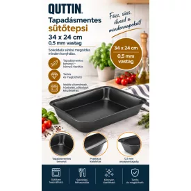 Quttin Xynflon tapadásmentes sütőtepsi 34X24CM és 0,5 mm vastag