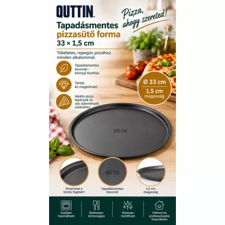 Quttin Xynflon tapadásmentes pizzasütő forma (33×1,5 cm)