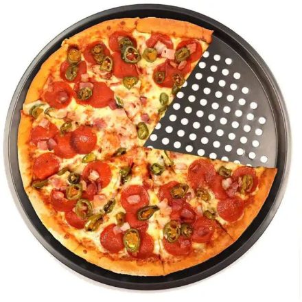 Quttin szénacél perforált pizzasütő forma 33 cm – 0,5 mm vastag pizzalap
