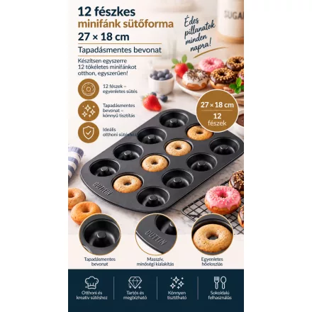 Quttin 12 fészkes tapadásmentes minifánk sütőforma – 27 × 18 cm