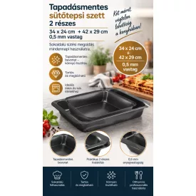 Quttin Xynflon tapadásmentes sütőtepsi 2 részes szett 34X24+42X29CM és 0,5 mm vastag