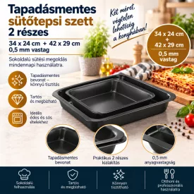 Quttin Xynflon tapadásmentes sütőtepsi 2 részes szett 34X24+42X29CM és 0,5 mm vastag