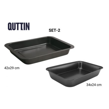 Quttin szénacél sütőtepsi szett – 2 db: 34x24 cm és 42x29 cm – 0,5 mm vastagsággal